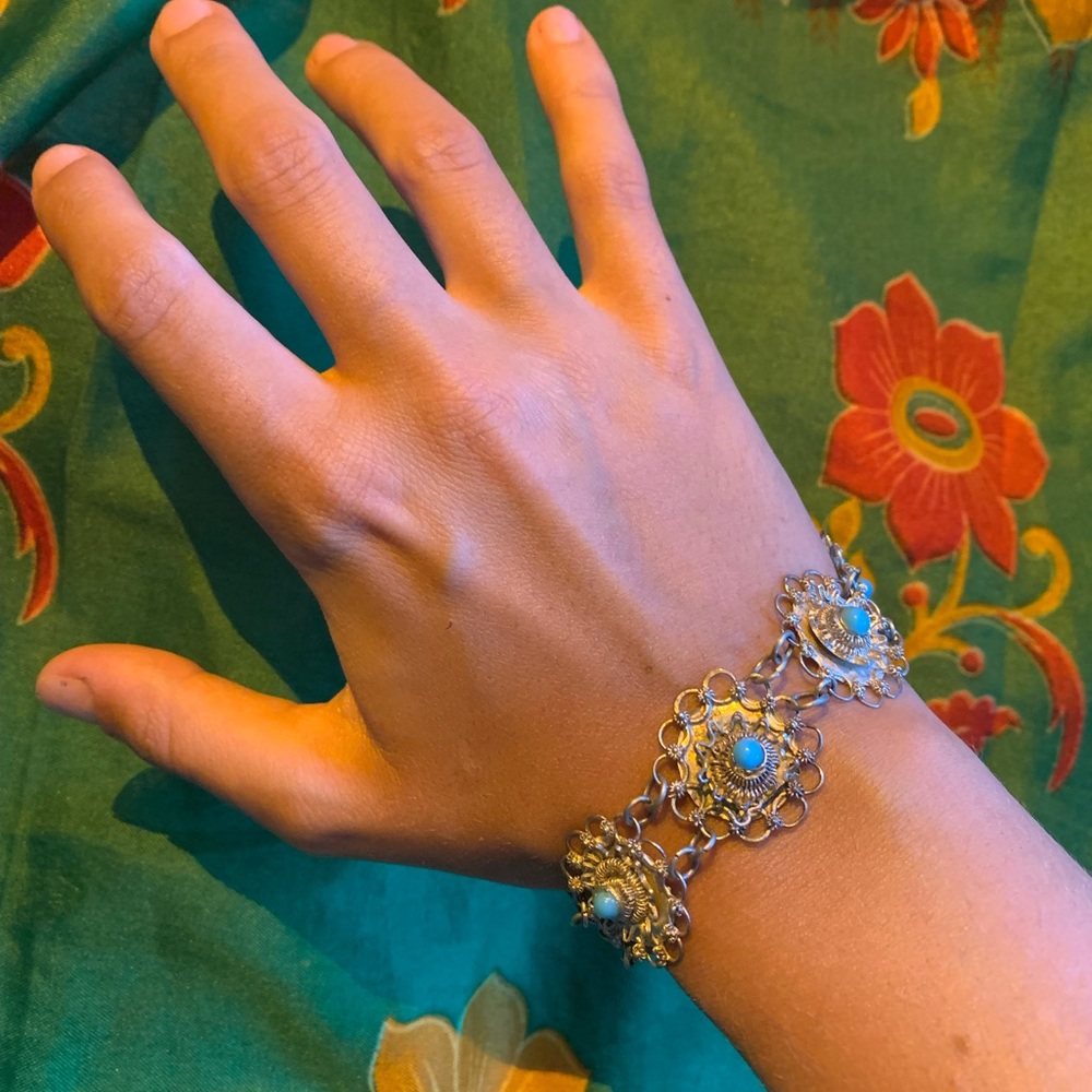 turquoise & silver middle eastern bracelet